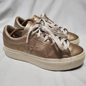 Converse One Star Platform Ox Low Top All Star Gold Sneakers Women's Sz 9